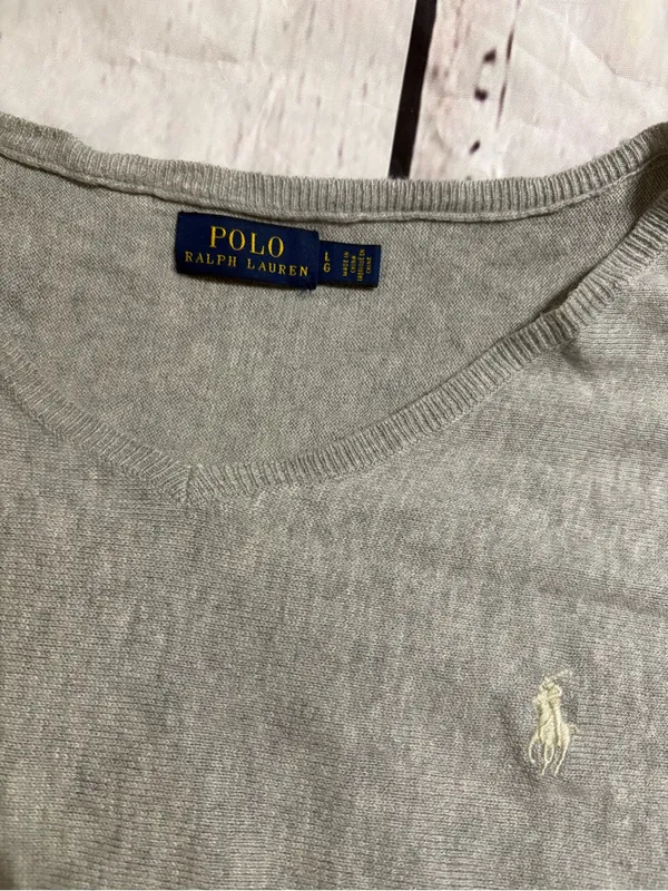 Polo by Ralph Lauren women’s Light Gray long sleeve blouse large - Image 4