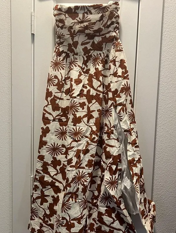 Showpo Evita Midi Dress - Ruched High Split Strapless Dress - Image 5