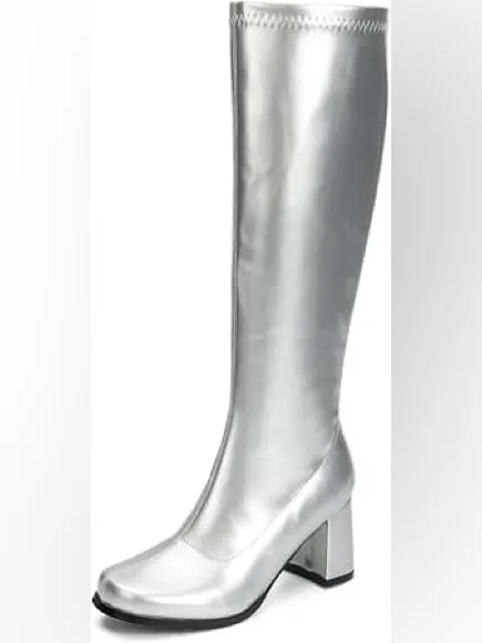Rubies Women’s Costume Silver Patent GoGo Boots Silver Polyurethane size 10 - Image 2