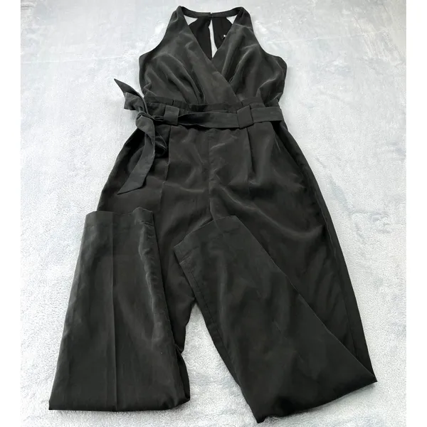 Express Sleeveless Jumpsuit Back Zip Black Size Zero Belted Casual‎ Classic 90's - Image 4