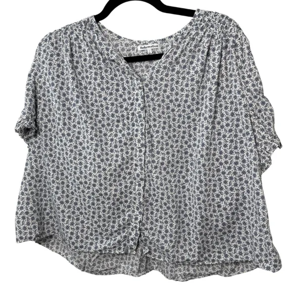 Reformation Adeline Byron Floral Paisley Short Sleeve Blouse Size Large - READ - Image 6