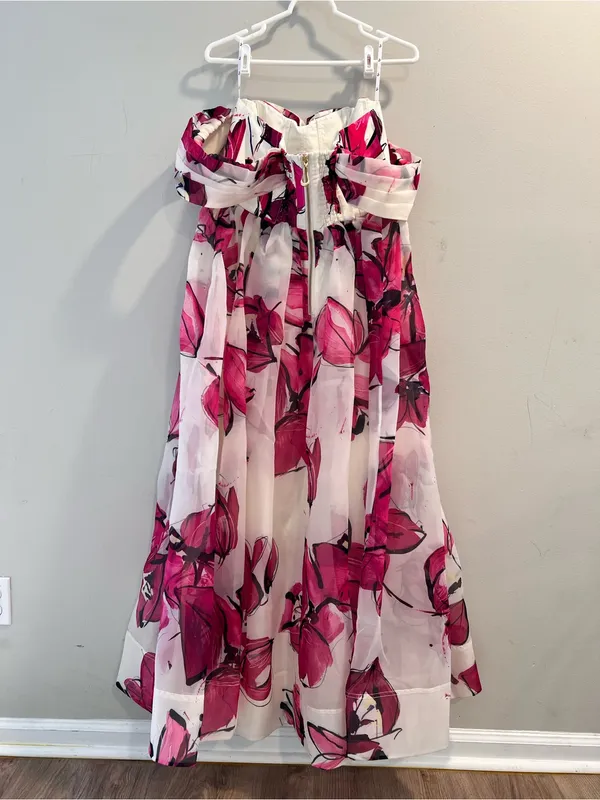NWT Aje Cordelia Corsetted Maxi Dress In Falling Florals Pink Size 12 - Image 7