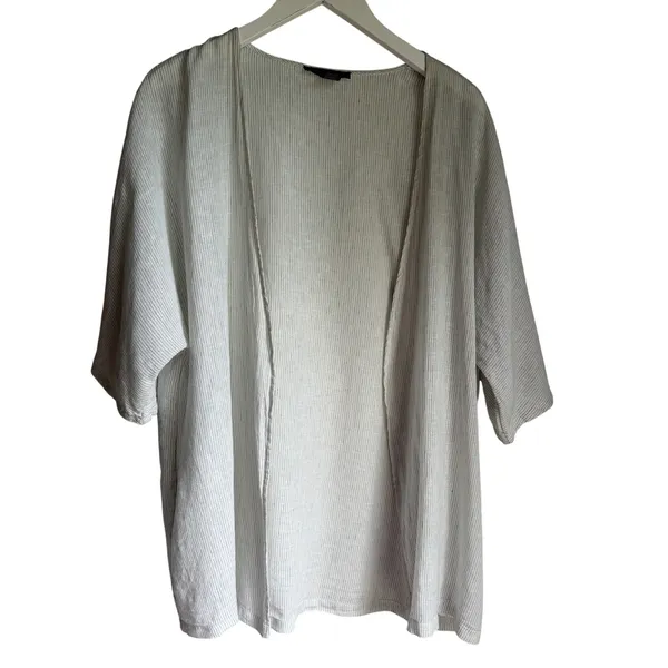Tahari Linen Blend Open Front Cardigan Wrap One Size Coastal Resort Cover Up - Image 3