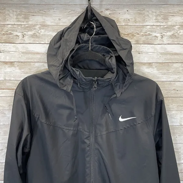 Nike Womens M Jacket‎ Reversible Black Fit Dry Hidden Hood Running Cycling Logo - Image 12