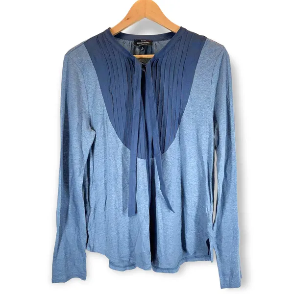 Lucky Brand | M | Linen Peasant Boho Pintuck Hidden Button Up Top Blouse Shirt - Image 4
