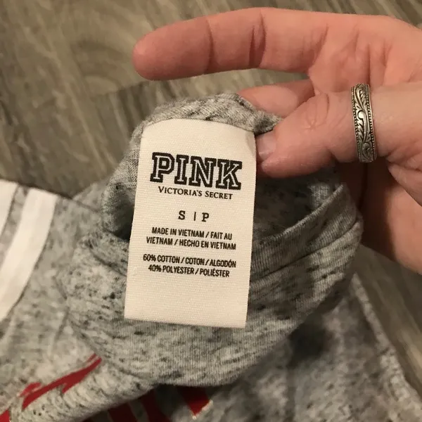 Victoria’s Secret PINK Grey T-Shirt; size small women’s - Image 3