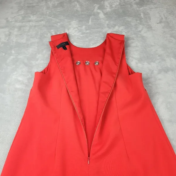 J. Crew Red Scalloped Grommet Sleeveless Above Knee Shift Dress Size 12 - Image 16