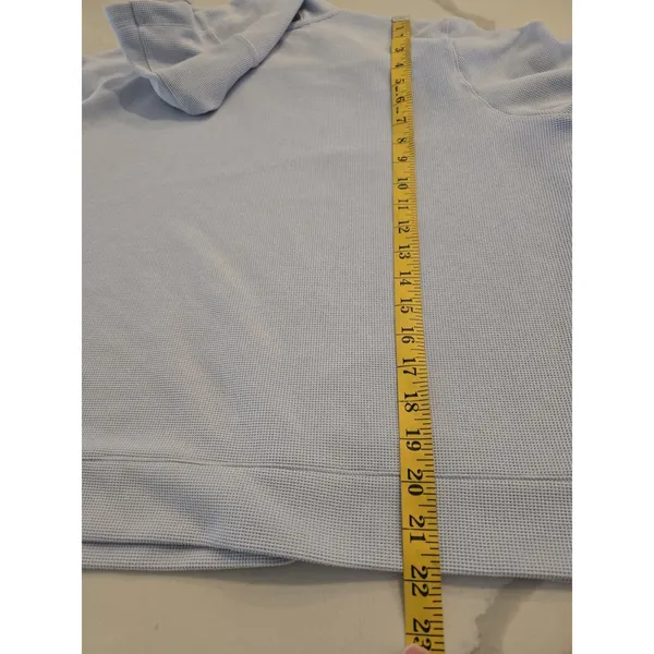 DKNY Waffle Knit Hoodie XXL Womens Light Blue Thermal Pullover Lounge Sweatshirt - Image 6