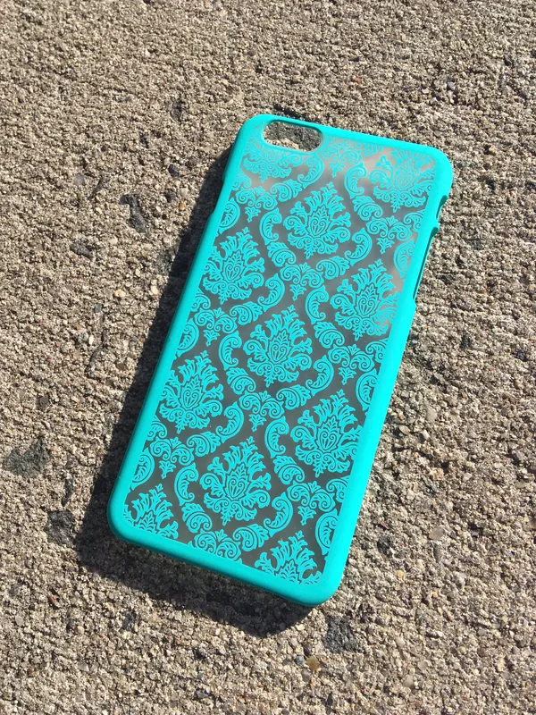 iPhone 6Plus/ 6s Plus Fashion Flower Lace Shockproof Hard Case Teal - Image 3