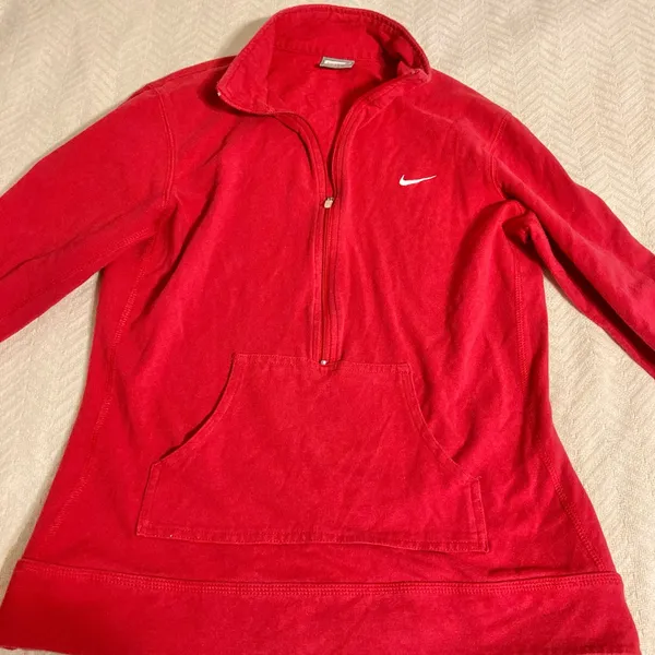 Red Nike zip up thin pullover size small - Image 2
