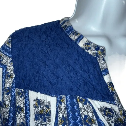ANTHROPOLOGIE PORRIDGE Belmar Blue and White Popover Blouse EUC‎ Size XS - Image 4