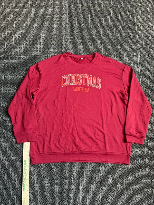 Women Christmas Vibes Sweatshirt Letter Print Xmas Long Sleeve Shirt 2X NEW - Image 2