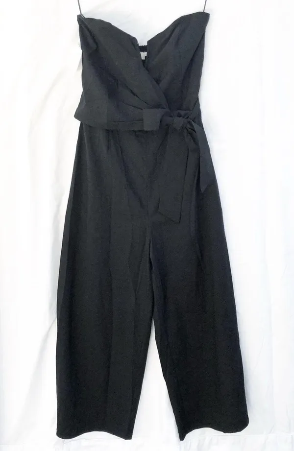 Astr The Label | Nwt Zion Strapless Tie Waist Wide Leg Jumpsuit In Black Large - Image 5