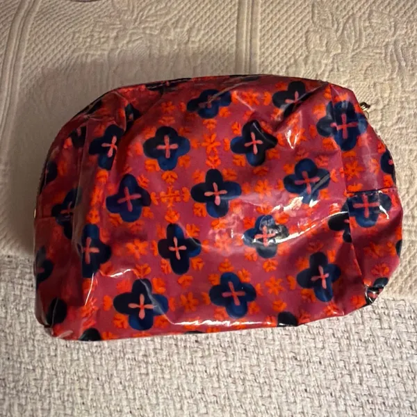 Tory Burch Red and Blue Patterned Cosmetic Bag - Image 2