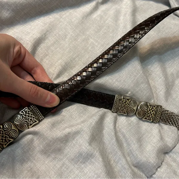 Black Brown Silver Metal Chain Link Ornate Dual Sided Belt Statement Festival - Image 12