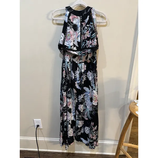Jasse Endless Summer Maxi Dress Floral Halter Open Back‎ Bow Size XL - Image 2