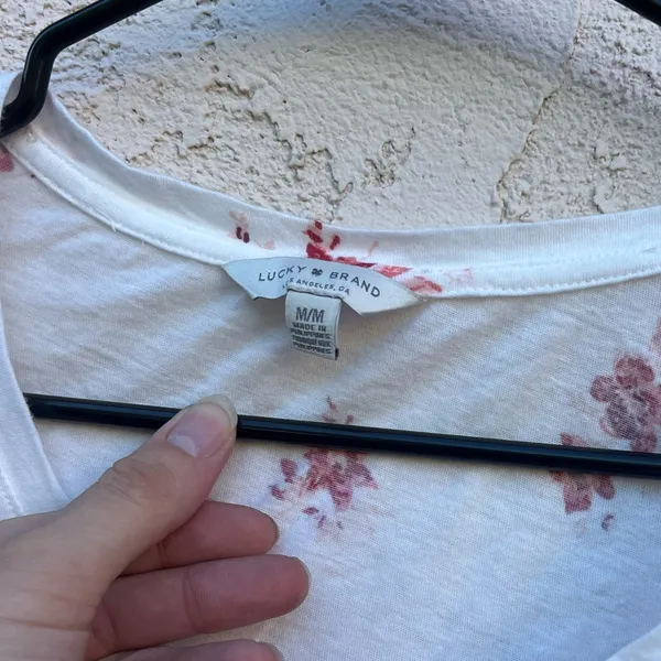 Lucky brand MD white red rose loose T shirt - Image 2