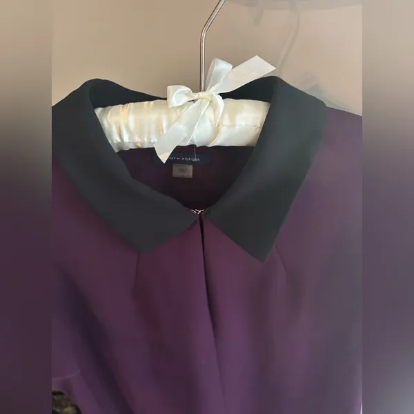 Tommy Hilfiger Size 14 Elegant Purple/Plum Dress with Black Collar‎ - Image 6