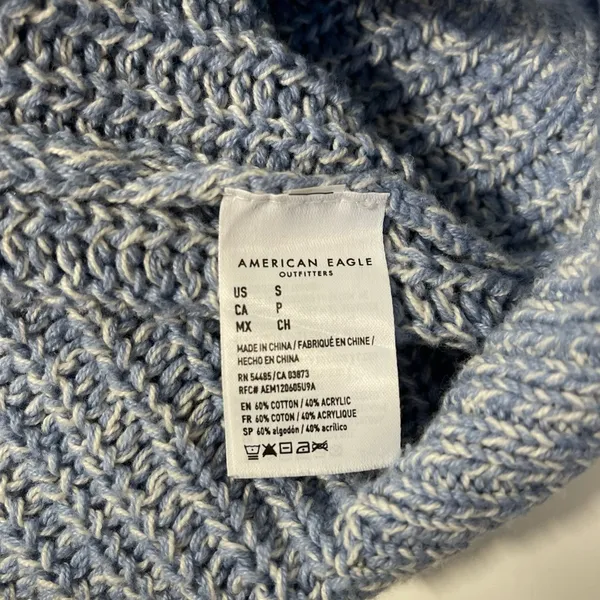 Blue & White Marled Tight Knit Oversized Sweater - Image 11