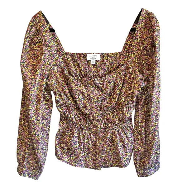 J. Crew Cinched Waist Organic Cotton Top in Liberty Busy Izzy Fabric - size 10 - Image 2