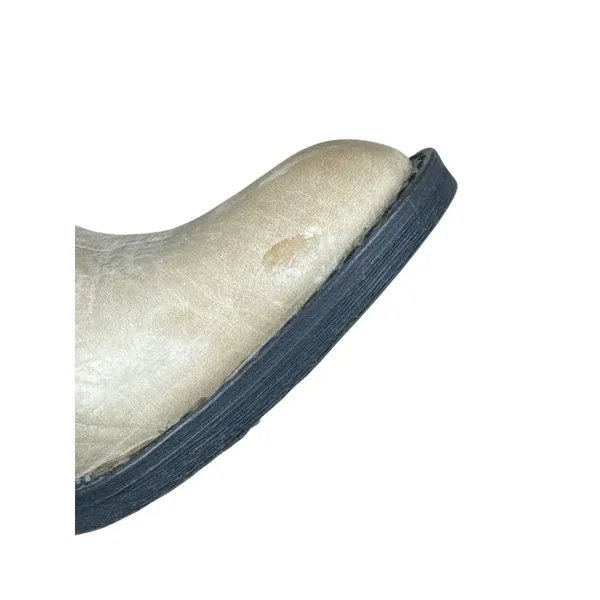 GB Gianni Bini Beige Leather Tall Boots Size 6 M Pebbled Wood Block Heel Cream 6 - Image 2