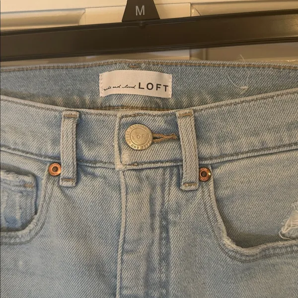 LOFT Light‎ Blue Ripped High Waist Skinny Ankle Jeans size 25 EUC - Image 2