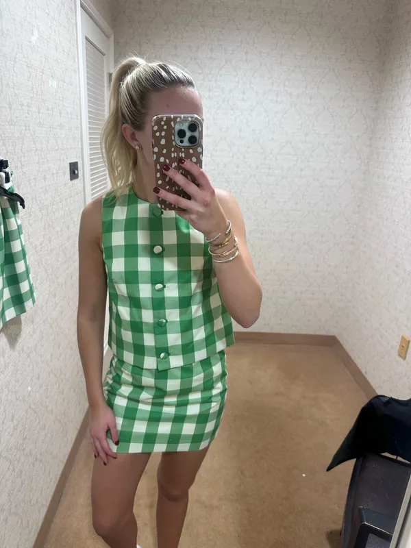 Antonio Melani Green Gingham Top - Image 2