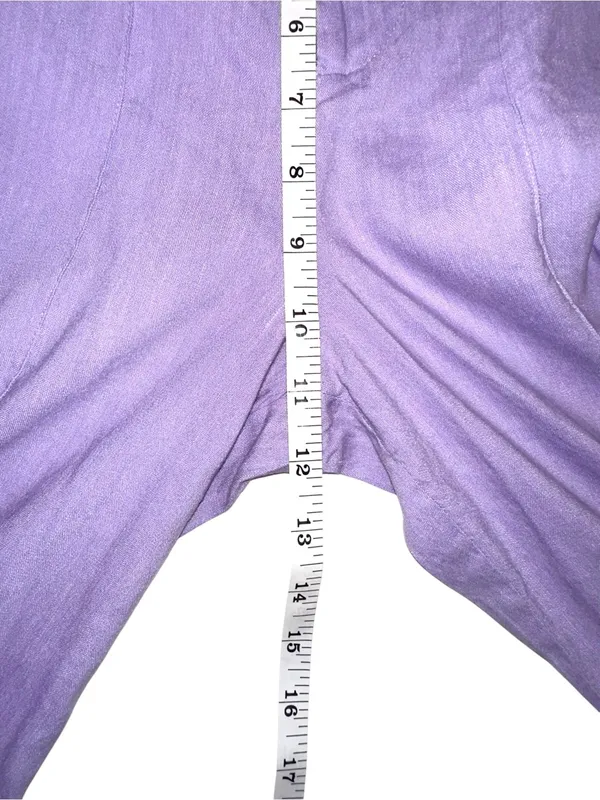 Alice + Olivia Dylan Linen Blend High Waist Wide Leg Purple Pants 0 in Solstice - Image 10