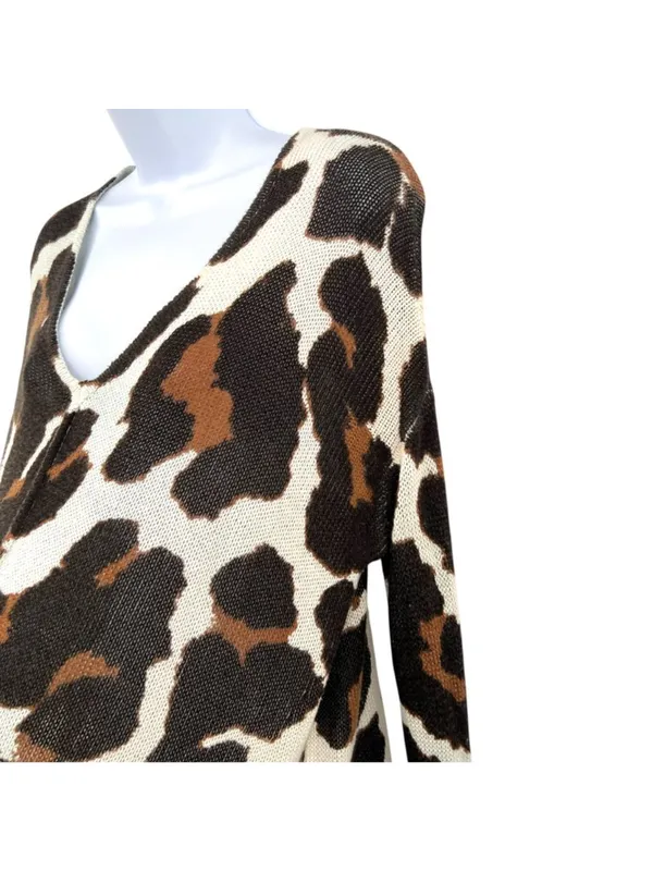 Show Me Your Mumu Wildcat Knit Hug Me Sweater Leopard Brown Black White Size XS - Image 5