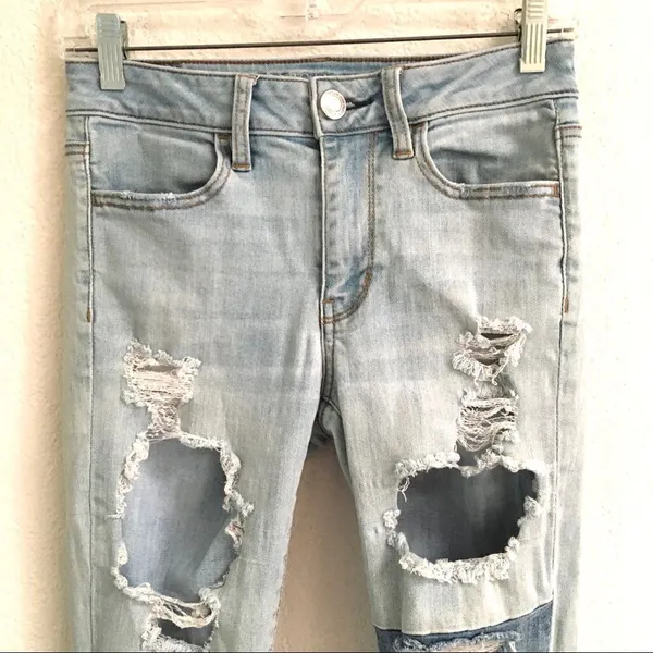 American Eagle Outfitters high rise two tone jegging‎ light wash denim jeans 2 - Image 5