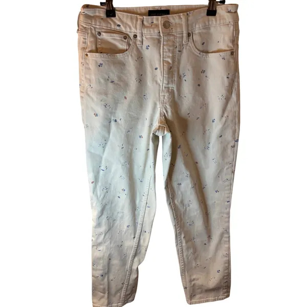 Free Assembly Womens Floral High Rise Straight Jeans Cream Size 8 Floral Print‎ - Image 6