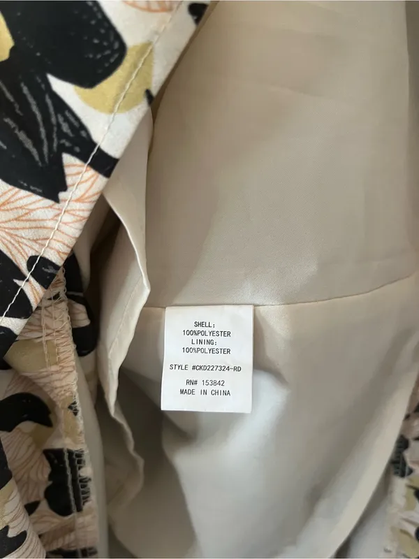 MELLODAY Black Cream Abstract Botanical Maxi Dress Large Resort Vacation Coastal Modest - Image 7