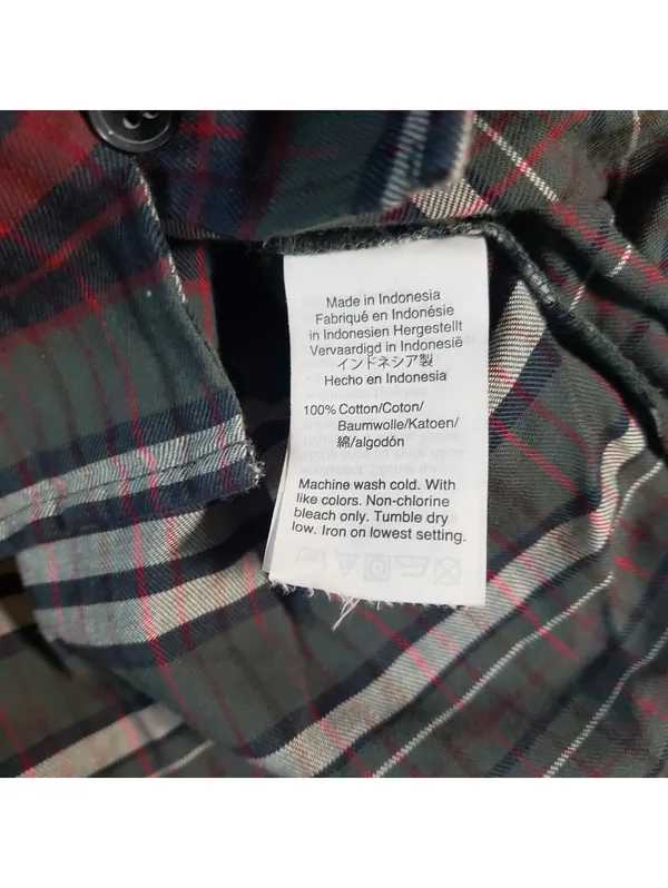 Madewell Plaid V-Neck Button Front Long Sleeve Cotton Blouse Size L - Image 4