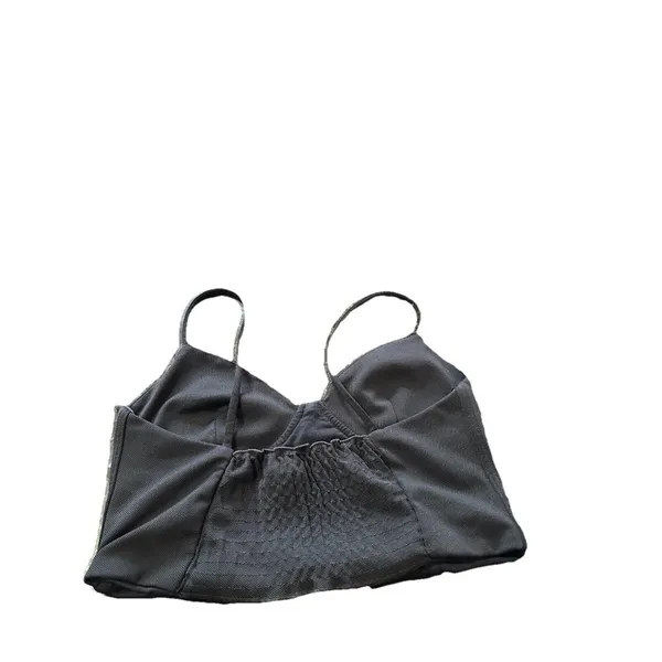 Zara Y2K Corset Bra Crop Black Top Size M Spaghetti Strap Ruched Back Gothic - Image 4