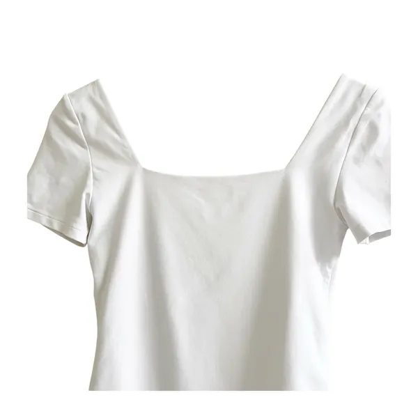 BABATON Contour Squareneck Short Sleeve Bodysuit White Thong Cut Women's Small - Image 6