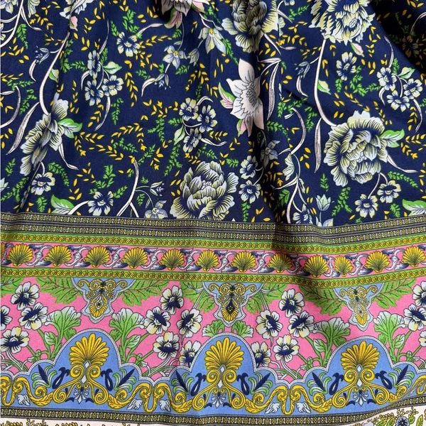 Bohemian Floral Border Print Maxi Skirt Size L NWT Smocked Waist Hippie - Image 8
