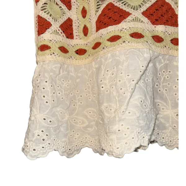 Boho Crochet Babydoll Lace Top XS Festival Cottage Hippie Spring Summer Fairy‎ - Image 3
