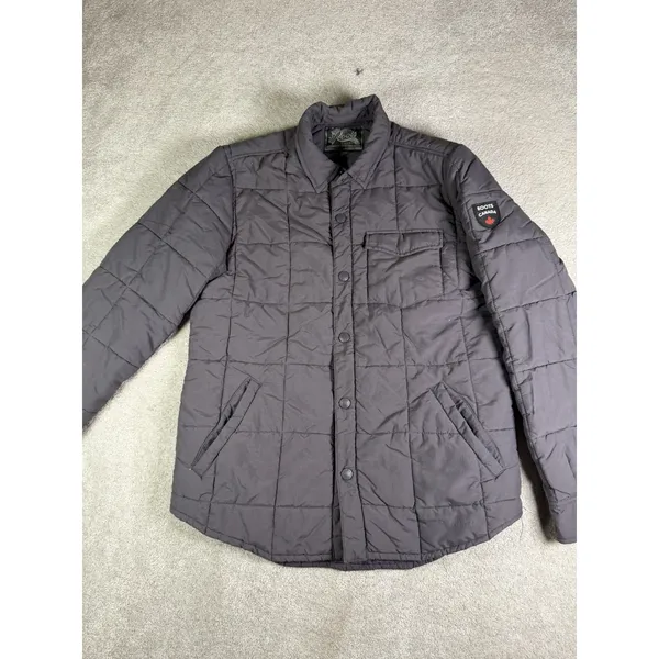 Roots Canada Women's M Charcoal Down Feather Quilted Puffer Snap Warm Jacket* - Image 4