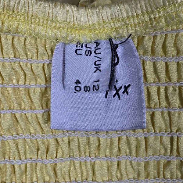 Princess Polly Yellow Satin Bustier Crop‎ Top US 8 Strapless Smocked Back - Image 5