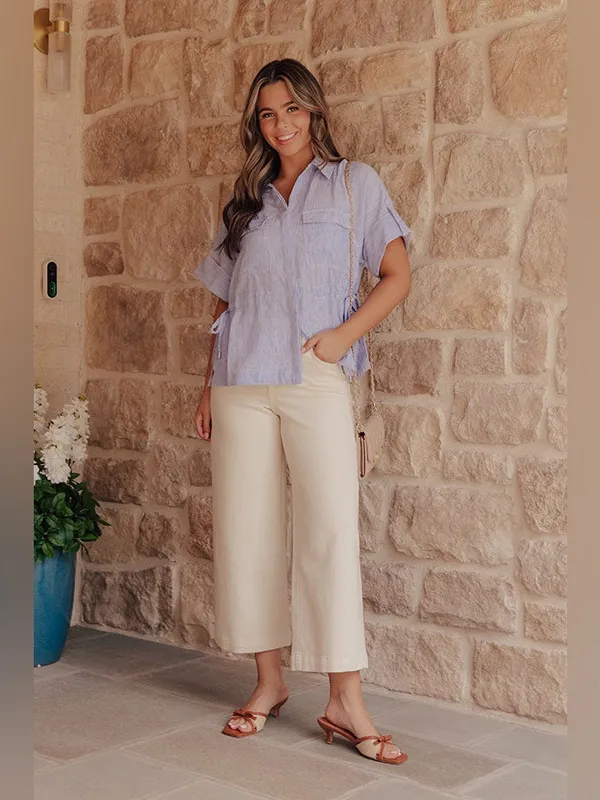 Hidden Jeans Nori High Rise Super Wide Leg Cream Pants Size 25 NWT - Image 2