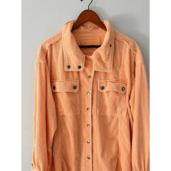 We The Free Peach Snap Button Up Sweater Medium - Image 9