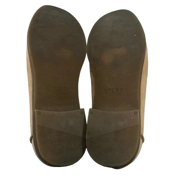 Sperry Womens Seaport Penny Loafers Tan‎ White Leather Preppy Slip On STS83410 9 - Image 6