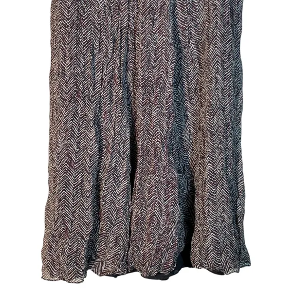 Jones New York Chevron Zigzag 100% Silk Midi Skirt Burgundy Black Size 10 - Image 3