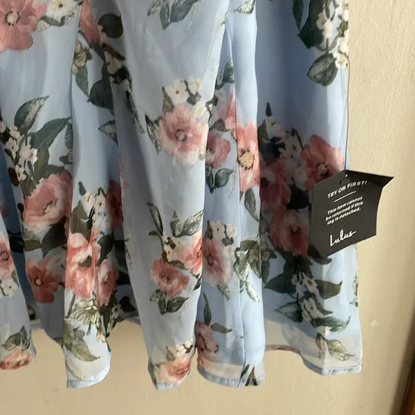 Lulus Precious Perspective Light Blue Floral Puff Sleeve Mini Dress - Image 7