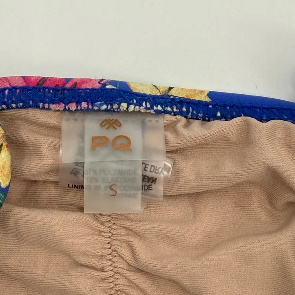 PQ SWIM PILYQ Bikini Bottoms SZ Small Boca Tie String Teeny NEW NWOT Blue Floral - Image 3