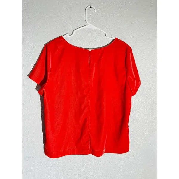 .Crew Red Short Sleeve Blouse Large Orange - Image 2