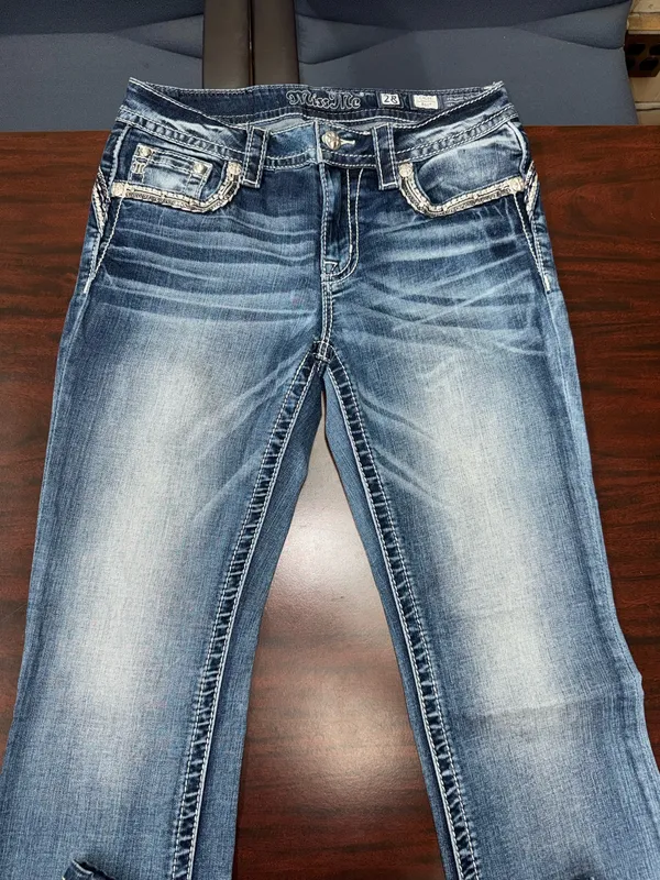 Miss Me Chloe Boot Jeans Size 28 with Rhinestones - Image 2