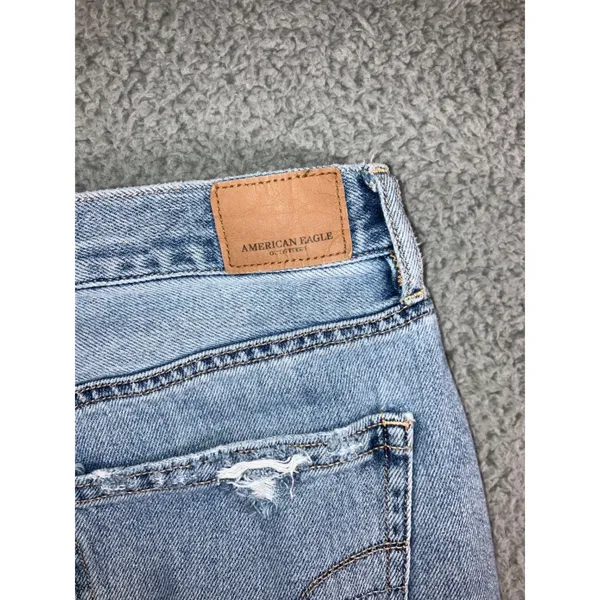 American Eagle Girlfriend Jeans Women 8 Short High Rise‎ Distressed Thrashed - Image 15