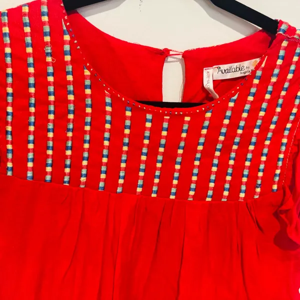 Red Ruffled Women's Dress - Image 5