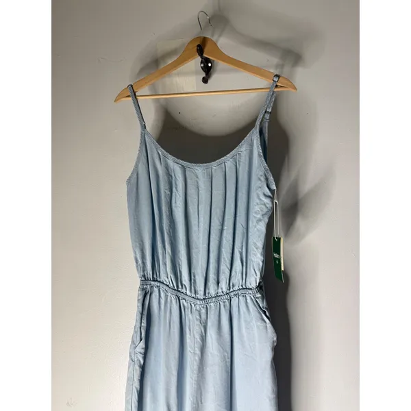 Halara Women Light Blue Lyocell Wide Leg Jumpsuit Sleeveless Pockets Small NWT - Image 3